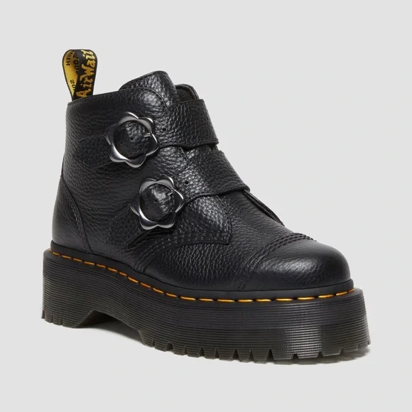 Dr. Martens Devon Flower Buckle Platform Boots – Black | Size 10 grunge goth - Picture 1 of 12